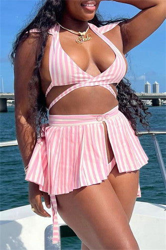 Around About Striped 3pc Swimsuit